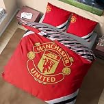 Get Trend Manchester United FC Double Duvet Cover Set, Reversible Man United Football Bedding Set with Pillowcases, Soft Durable Duvet Quilt Cover (Red Manchester United, Double)
