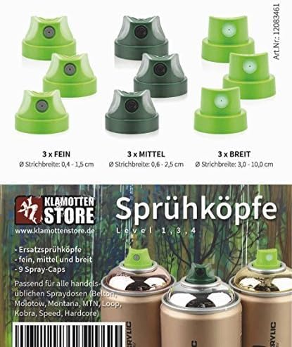 Montana Zestaw puszek z aerozolem z czarnego światła, fluorescencyjne kolory neonowe, 4 x 400 ml i wymienne głowice natryskowe do hobby i rzemiosła