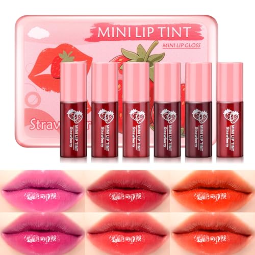 AOAZXBB 6PCS Lip Tint Stain Set Lip Stain Long Lasting Moisturizing Mini Liquid Lipstick, Multi-Use Lip and Cheek Tint, Vivid Color Non-sticky Lip Makeup