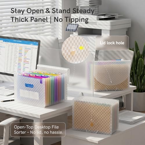 Image of ABC life Accordian File Folder Organizer Letter Size Expanding File Folder 13 Pockets, A4 Portable Document Paper School Organizer, Expandable Multicolor Accordion Filing Folders with 2 Labels(Blue)