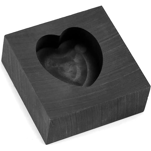 Tvoip Heart Graphite Casting Mold, Graphite Casting Ingot Mold Crucible Mould for Melting Casting Refining Metal Aluminum Copper Brass