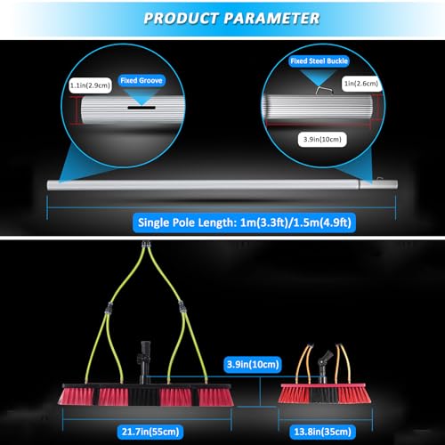 Pértiga telescópica para Limpiar Ventanas con Cepillo de Agua. Kit Extensible para Limpiar Paneles solares y techos de invernaderos para una Limpieza Exterior sin Esfuerzo.