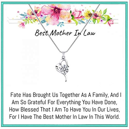 Onepurposegifts Mother in Law Gifts, Mother in Law Birthday Gifts, Mother in Law Jewelry, Mother in Law Necklace, Mother in Law Holiday and More (Heart S1)