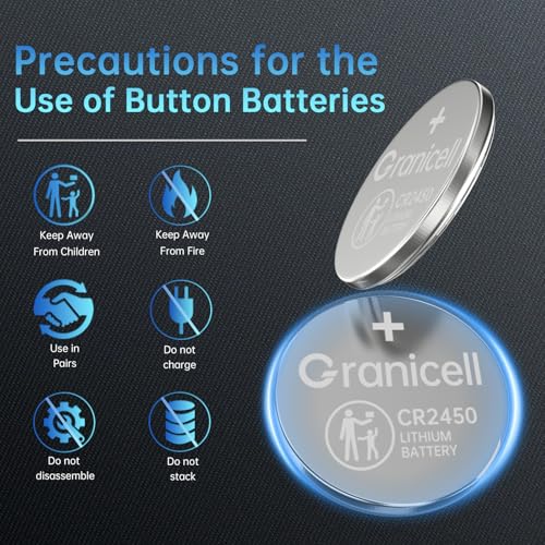 CR2450 Lithium 3V Coin Battery Long Lasting, Child Safety, Suitable for Key Fobs, Remote Control, Alarm Clock and More (CR2450-20)4