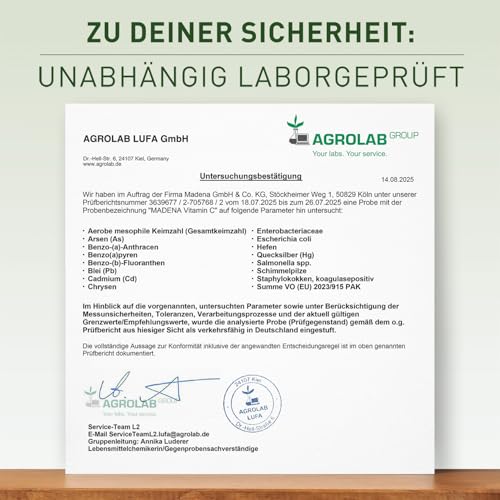 MADENA Vitamin C Kapseln – 2000mg Tagesdosierung mit dem patentierten PureWay-C für ein starkes Immunsystem, mit Langzeiteffekt, 120 Kapseln