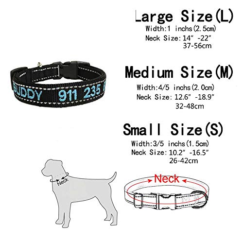 Custom Personalized Dog Id Collars Embroidered Pet Name Phone Collars 4 Adjustable Sizes: X Small ,Small, Medium, Large Nylon Collars For Dogs #TOP3