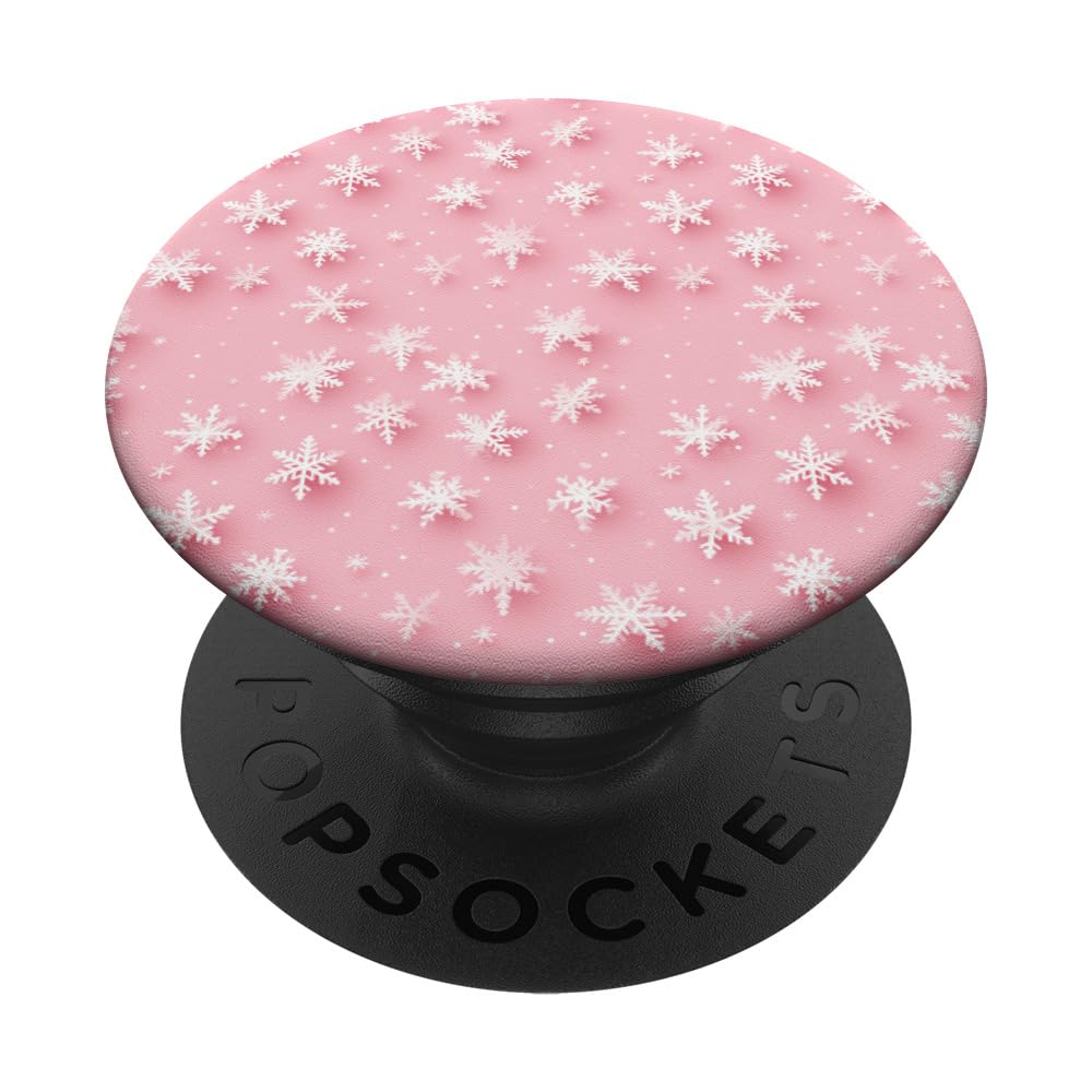 3D Pink Snowflakes Winter Christmas Design PopSockets Adhesive PopGrip