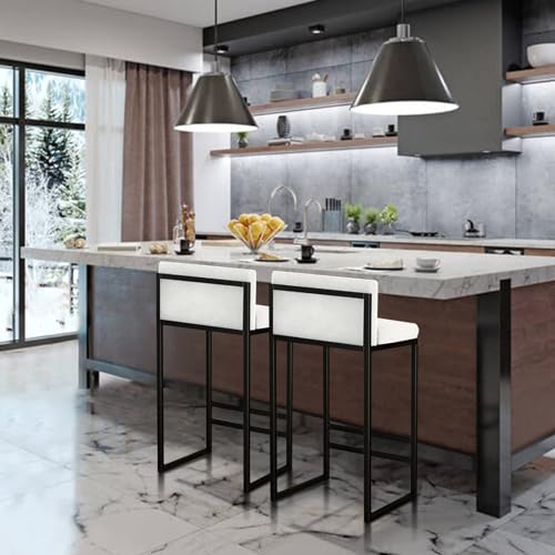 Tabourets pivotants velours blanc pour îlot de cuisine convivial - 3