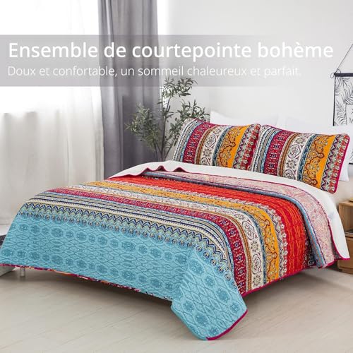 Couvre-lit matelassé bohème pour literie double réversible - 8
