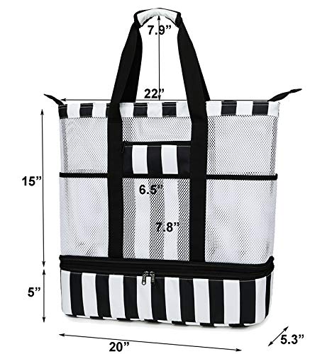 CAMTOP-Beach-Bag-Mesh-Beach-Tote-with-Cooler-Compartment-Oversized-Toy-Tote-Bag-with-Zipper 51lCW1l1ZfL