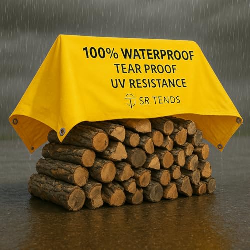 Image of 30Ft x 30Ft Tarpaulin Sheet Waterproof Tirpal Heavy Duty Tadpatri with Aluminium Eyelets Each Coners - Multipurpose Cover Tharpai (30 * 30 FEET, 150 GSM) (Yellow, 30x30 FT)