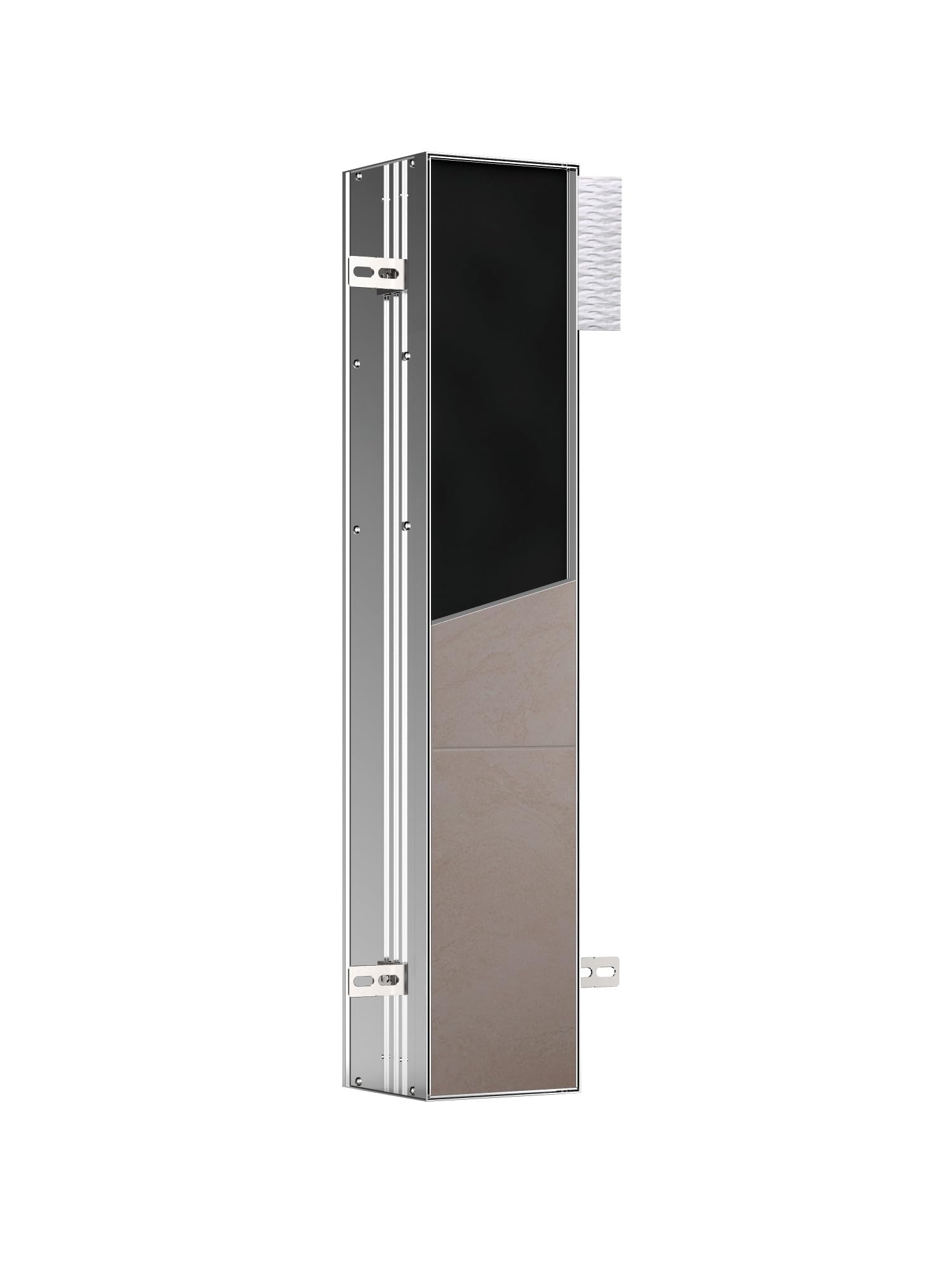 Emco Asis Plus Flush-Mounted Cabinet Module for Toilet Brush Set Bathroom Cabinet with Toilet Roll Holder Tall Cabinet with Push to Open Function and Left Stop