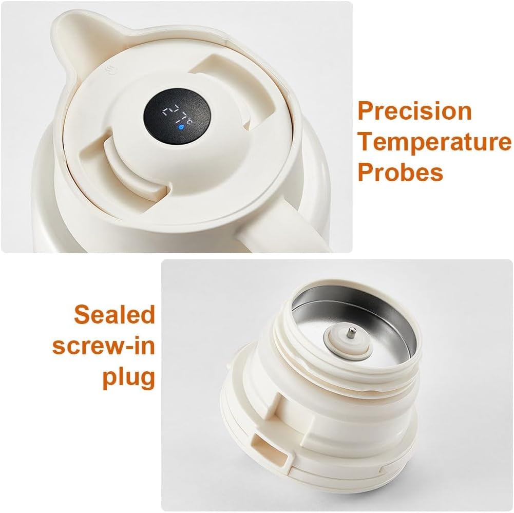 1.2L 保温ポット 保温用二重壁ティーポット、 断熱カラフェドリンクディスペンサー、 タッチで温度表示、 小型コーヒーサーモトラベ