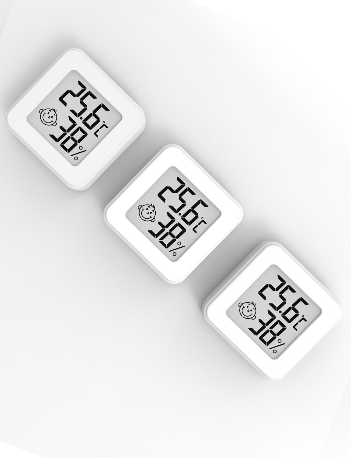 Digital Indoor Hygrometer Mini Room Thermometer Temperature Monitor and Humidity Meter Temperature Humidity Gauge (white-3 pieces)