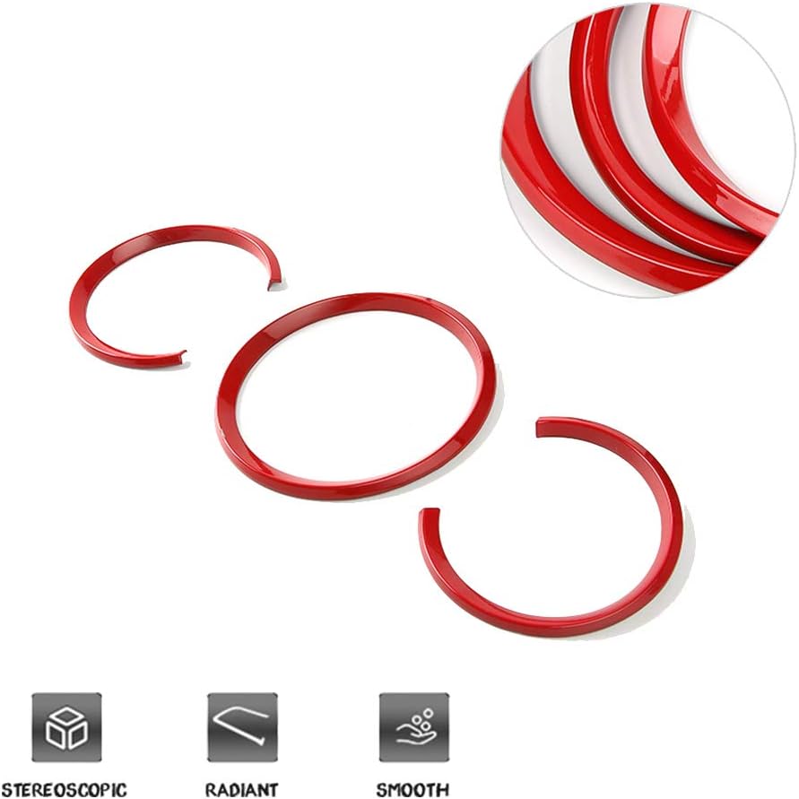GTINTHEBOX 3 Pcs Red Dashboard Edge Decoration Trim Ring for 2014-up Porsche Macan - Image 2