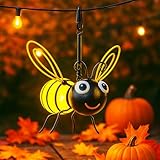 Solar Bee Lights Outdoor for Garden,– Hanging Metal Insect Lights with Hook, Waterproof Butterfly & Dragonfly Decorations for Garden, Yard, Patio, Holiday Gifts for Women & Kids (Golden-1PC)