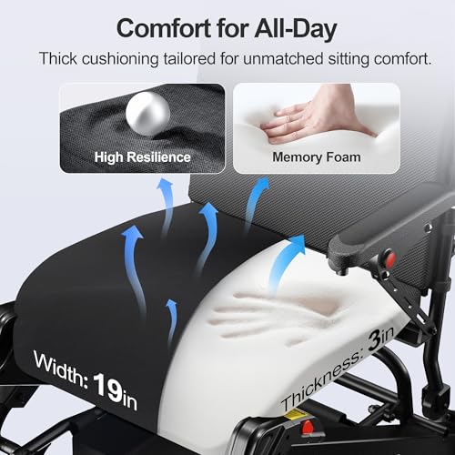Image of 40 Miles Long Range Electric Wheelchair for Adults, Foldable Motorized Wheelchair with 2 Removable 15Ah Batteries, All Terrain Power Wheelchairs for Senior, (Black, 2 * 15Ah)