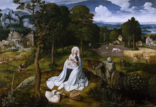 XcBAIHOUD Famoso Lienzo con Imagen Impresion Lienzo la Fuga in Egitto di Joachim Patinir para la Decoración del Hogar de la Oficina 60x90cm