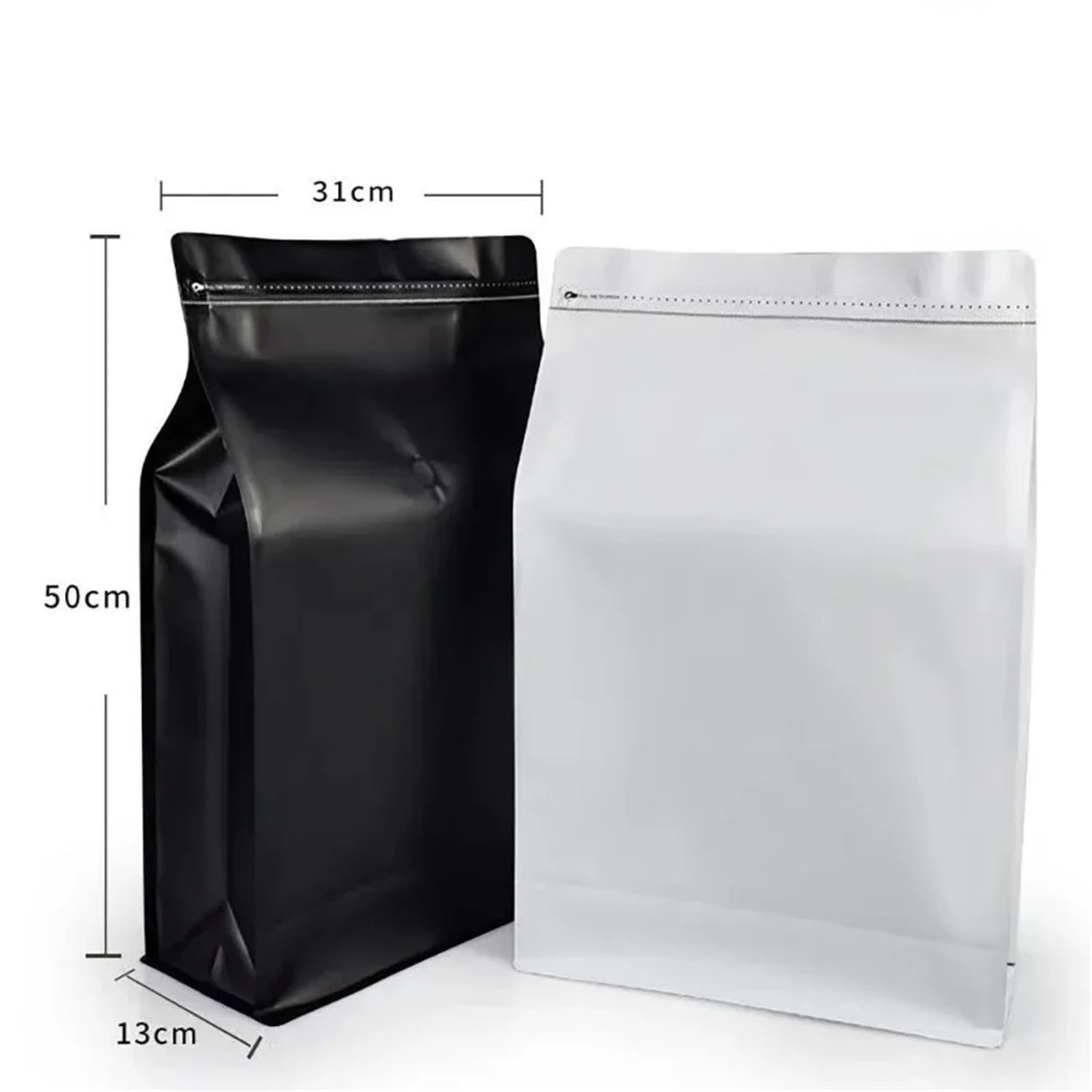 Torby na kawę z zaworem, Torebki na kawę z. Czarne 10 szt. 5 kg, zamykana zamek folia aluminiowa płaskim dnem
