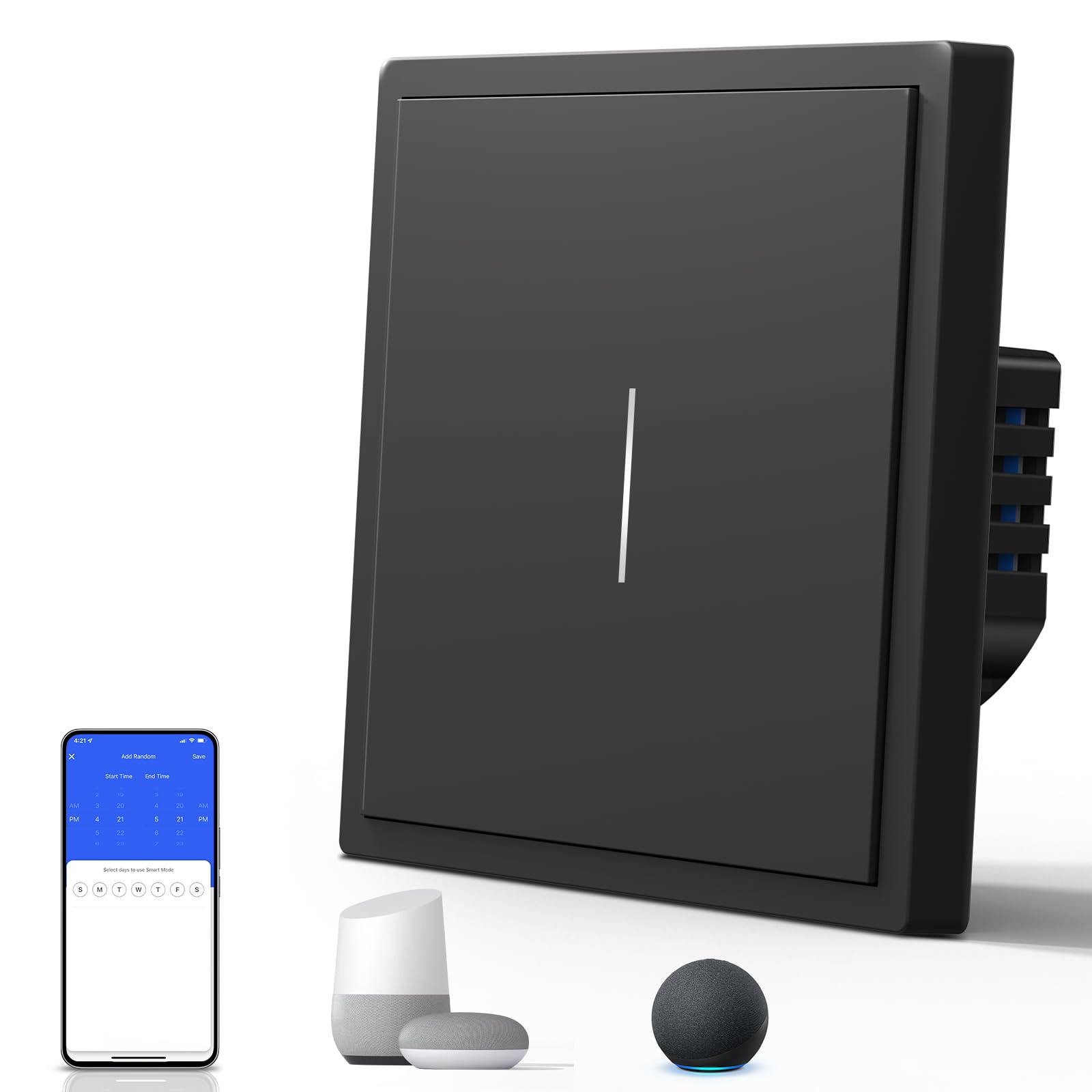 BSEED Stopcontact met Smart Alexa lichtschakelaar, glas, wifi, touchscreen, schakelaar met dubbele stekker (nuldraad nodig), 3-voudig, 1-weg, werkt met Alexa/Tuya/Google Home/SAMRT LIFE, wit