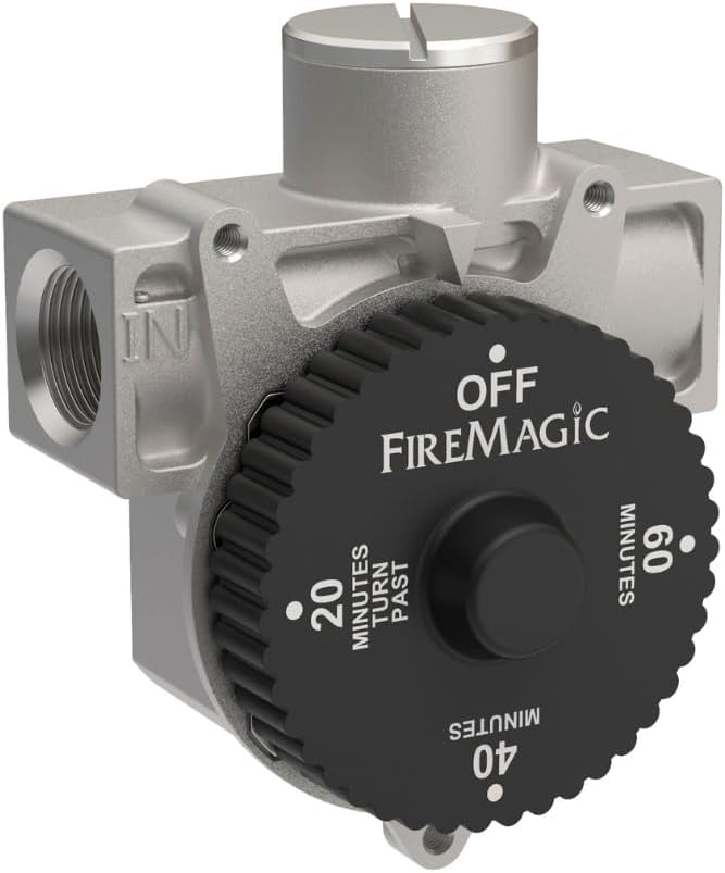 Fire Magic 1-Hour Shutoff Timer, 100,000 BTU Natural/Propane Gas Timer, Accommodates 1/2" NPT Piping, SKU 3092D