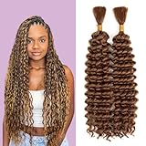 Deep Wave Bulk hair for Braiding Wet and Wavy Micro Braid Hair No Weft Faux Deep Wave Braiding Hair Extensions for Box Boho Braids 150g with 2Bundles #30 (20Inch)