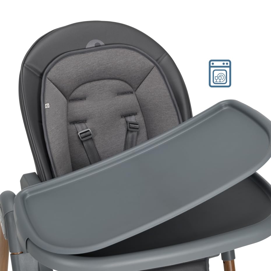 Maxi-Cosi Ava Plus Trona, 0 a 3 años, con almohadilla para recién nacidos incluida, compacta y plegable, ligera (9,62 kg), 6 posiciones de altura, bandeja extraíble, 2 ruedas, Elegance Graphite
