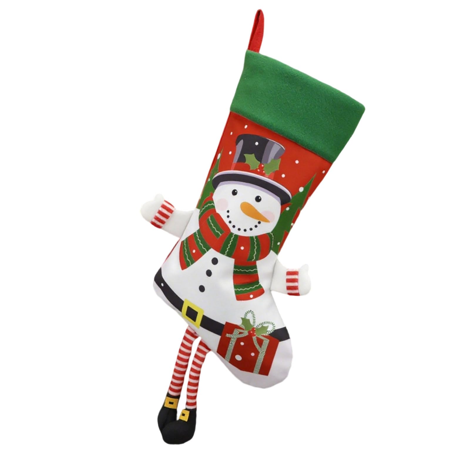 Buxuaaaa Christmas Stocking with Snowman Santa Bells Tree Hanging Candy Bag Holiday Ornament Socks