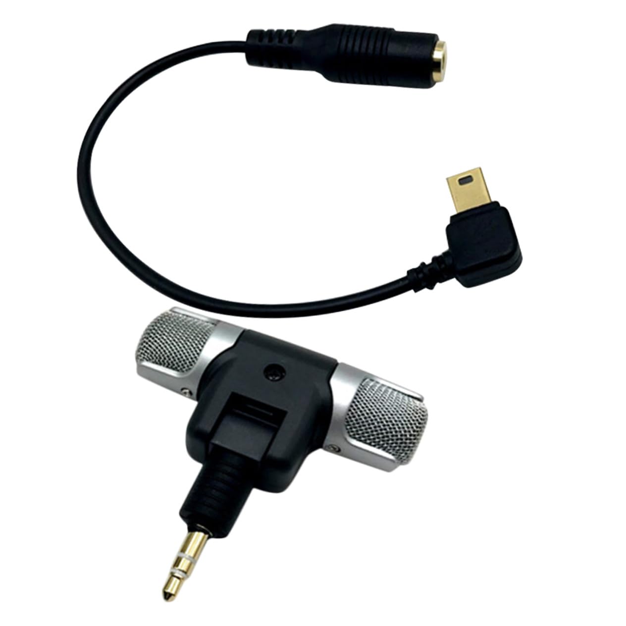 3 Piezas Micrófono Estéreo para Cámara de Acción con Adaptador USB y Cinta Adhesiva Doble Cara Cable Adaptador para Grabación de Sonido Mejorada