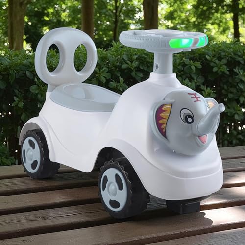 Image of kidsROAR Push Ride On Car for Kids 1-5 Years | Baby Push Car with Music, 3D Lights & Backrest | Premium Ride On Toy Supports Up to 35kg (Elephant, Grey)