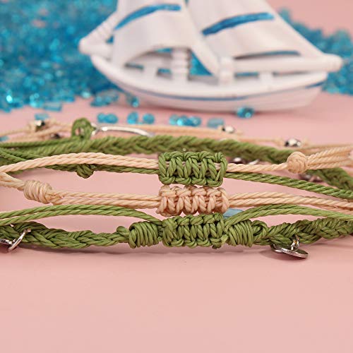 Image of Waterproof String Anklets Cute Beaded Ankle Bracelets Beach Wave Anklet Stainless Steel Coin Boho Ankle Jewelry for Women