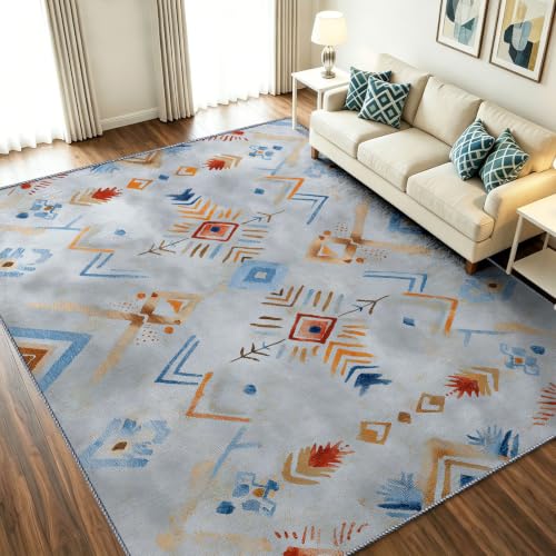 Alfombra interior de cocina y pasillo gris de 60 x 90 cm lavable con patrón vintage 2