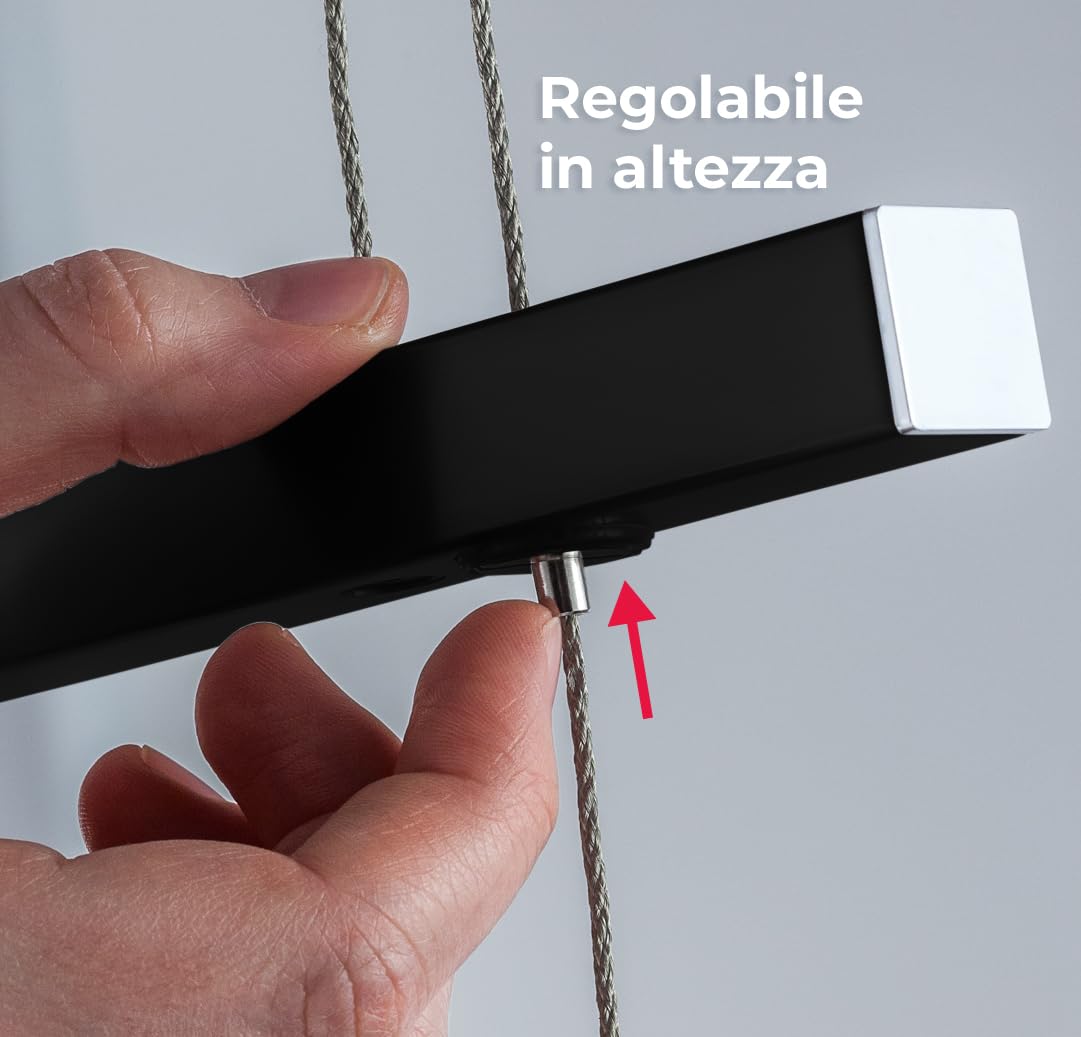 B.K.Licht - Lampadario camera da letto, regolabile in altezza in continuo, dimmerabile tramite touch, luce bianca calda, lampadario soggiorno, lampadario cucina, 85x175 cm, nero