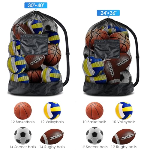 BROTOU Extra Large Drawstring Mesh Bag for Balls Waterproof Storage Bag for Football Basketball, Volleyball - Image 2