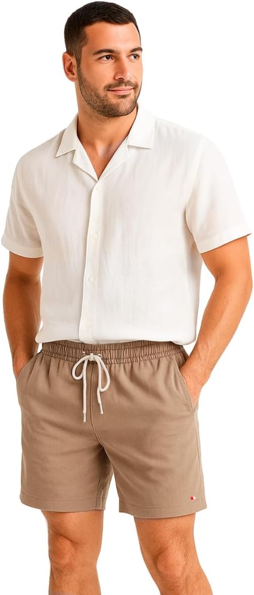 Bermuda Shorts Masculina Sandrini Linho Casual Elástico