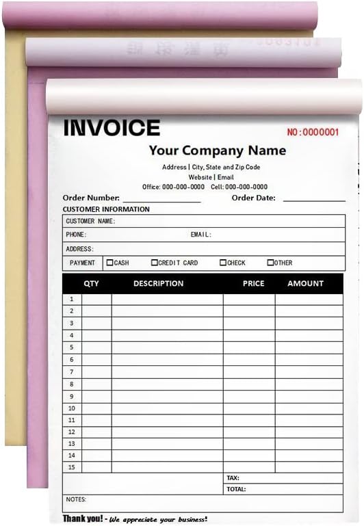 Amazon.com : Custom Invoice Form with Your Company Name,Personalized ...