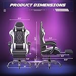 Homall Gaming Chair, Computer Chair with Footrest and Massage Lumbar Support, Ergonomic High Back Video Game Chair with Swivel Seat and Headrest (White) - Image 3