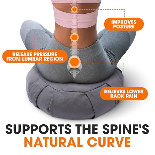 Cheer Collection Meditation Cushion - Ergonomic Floor Pillow, Yoga Pillow with Buckwheat Filling, Zafu Meditation Cushion, Comfort & Meditation Posture Support - Image 5