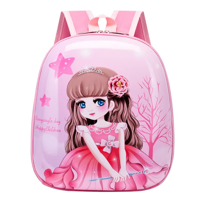 touristiano Cute School Bag for Kids | Cute Pink Princess Girls Backpack with Cartoon Doll Design, Hard Shell School Bag for Kids-picture-33