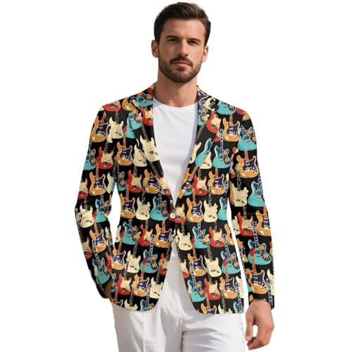 Men's Casual Lapel Blazer Stretchy Breathable One Button Sports Coats with Lined for Prom Party & Dinner Size S-5XL