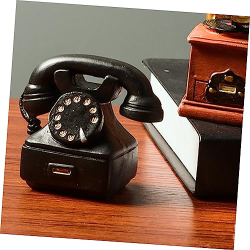 Teléfono de disco retro vintage HOMSFOU 2 piezas miniatura 2