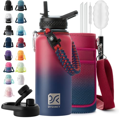 Insulated Water Bottle | Thickened Stainless Steel Vacuum Metal | Portable Sports Water Jug for Gym and Hiking with Straw, Carrier Bag, Handle Strap | BPA-Free 32 oz