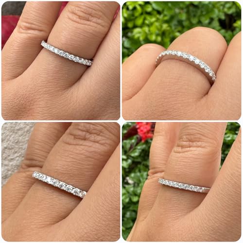 Newshe Jewellery Moissanite Eternity Rings for Women Wedding Bands 925 Sterling Silver Round Engagement Ring Size 5-102
