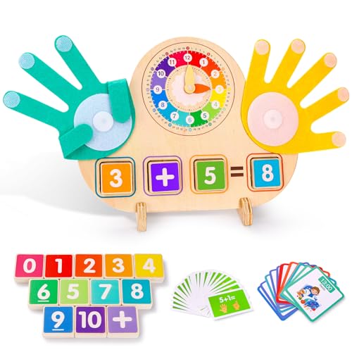 ITClosud Juguetes de Montessori 3 Años, Juguetes de Madera Dedo Pedagógicamente Valiosos con Cuenta Matemática, Juego Educativo para Niños 3 4 5 Años, Regalos Niñas y Niños 5 Años de Cumpleaños