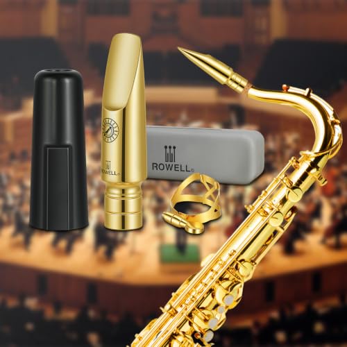 Image of ROWELL Metal Tenor Sax Mouthpiece Medium Baffle 2.54mm Tip Opening for Classical Jazz Rock