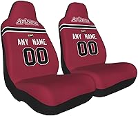 Vista 2 de Fundas de asiento de coche de fútbol personalizadas, accesorios personalizados para automóvil, regalos de Arizona con nombre y número, funda