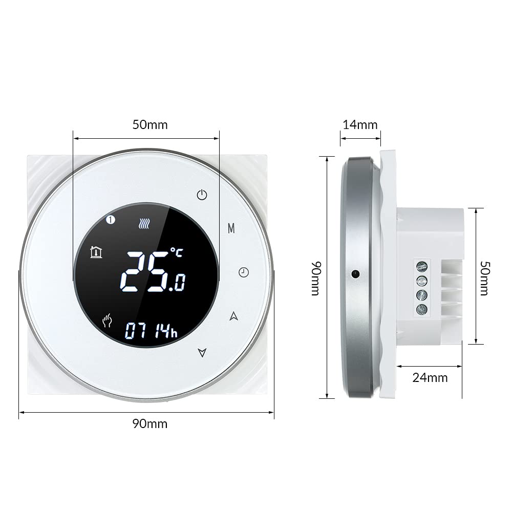 Decdeal Wi-FI Programmierbarer Raumthermostat, intelligent, kabellos, mit LCD-Touchscreen – Schwarz