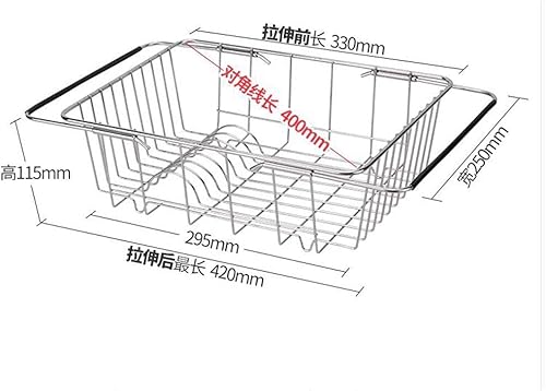 Miniatura 6 de Cesta de cubiertos multiusos expandible, escurridor de platos ajustable, escurridor de platos sobre el fregadero o sobre la encimera con soporte de