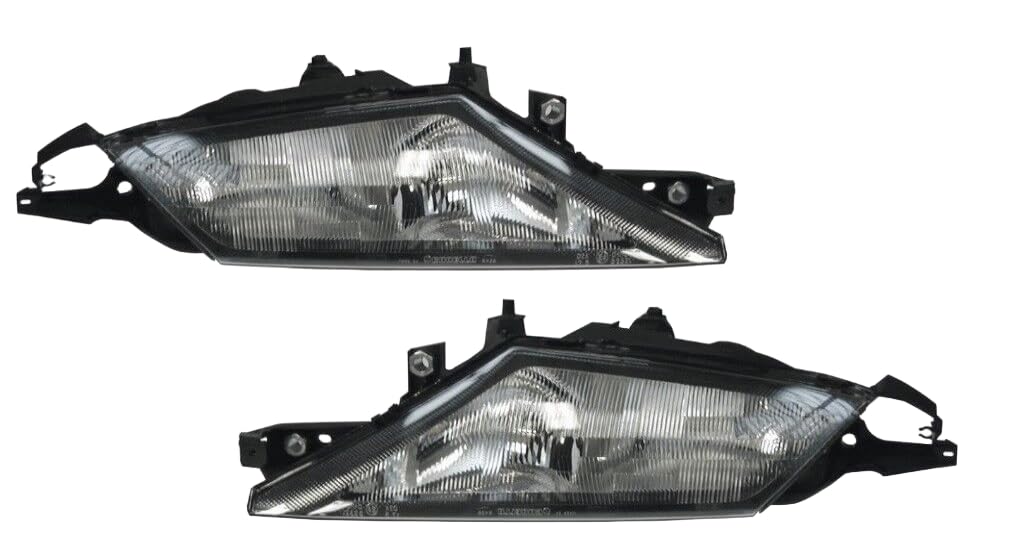 Set 2 Faro Fanale Proiettore Anteriore Sinistro e Destro Per Lancia Y Ypsilon H7 H3 da 1996 a 2000 Con Predisposizione Regolazione Elettrica Gruppo Ottico Luce Fanalino Freccia Bianco
