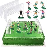 YCTHUNFISH 9 Pack Soccer Cake Topper Soccer Player Cake Picks for Sport Club Football Theme Boys Men Birthday Party Cake Dcorations Supplies Purple